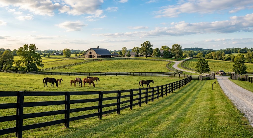 Horse farm fence in Woodford County, Kentucky